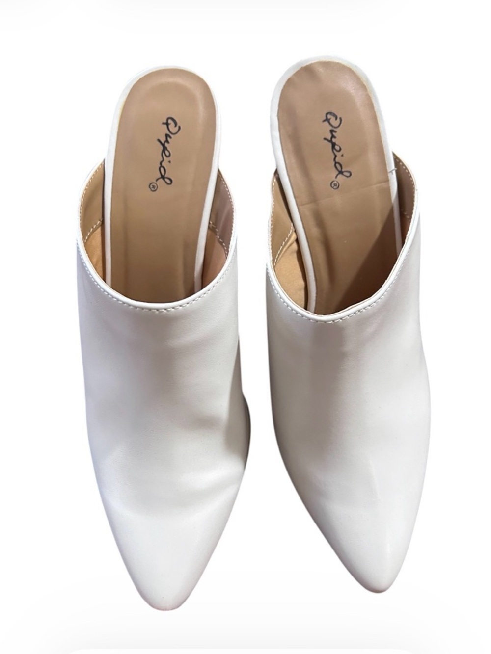 Qupid White Pointed Toe Slip-On Mule Heels-Size 9-NWOT
